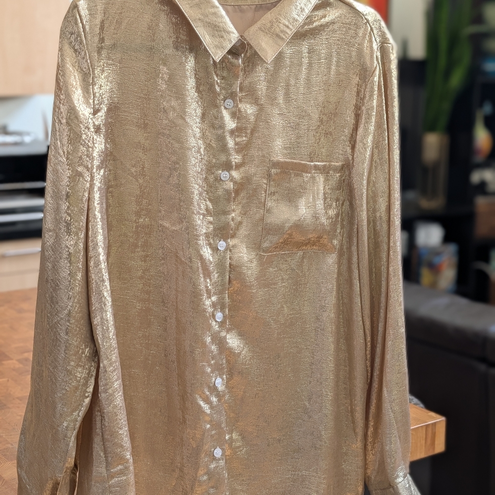 Gold button down shirt